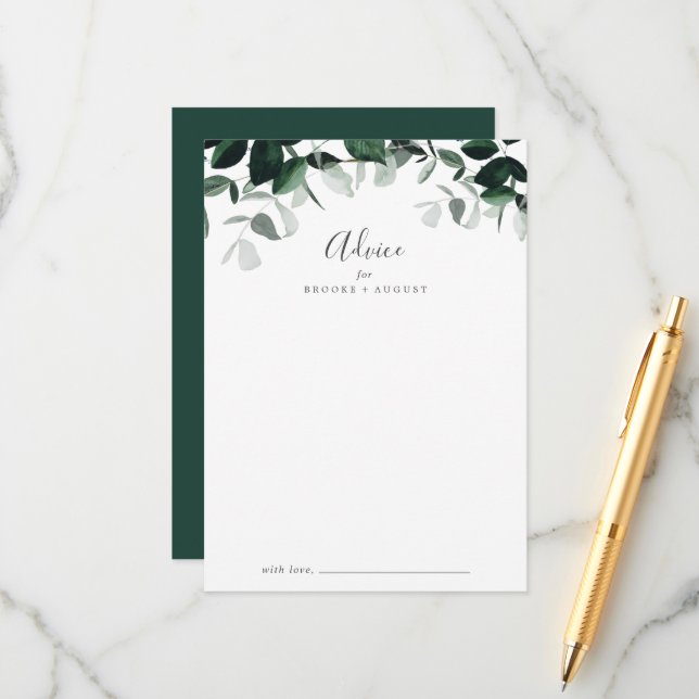 Carte Conseil Mariage Emerald Greenery (Devant/Arrière en situation)