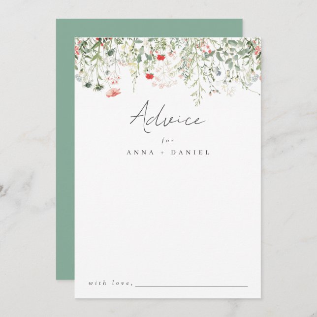 Carte Conseil Mariage fleur sauvage (Devant / Derrière)
