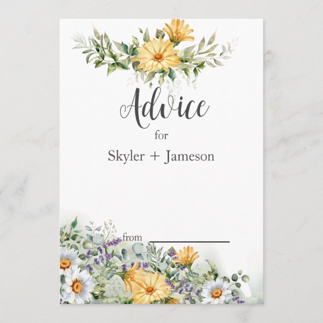 Carte Conseil Mariage Fleur sauvage coloré (Devant)