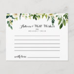 Carte conseil Mariage fleurie d'automne blanc vert<br><div class="desc">Cette carte de conseil aux fleurs d'automne blanc et verdoyant est parfaite pour un mariage rustique. Le design est doté d'élégantes pivoines blanches aquarelles avec feuillage vert. Ces cartes sont parfaites pour un mariage, une douche nuptiale, un baby shower, une fête de remise de diplômes et plus encore. Personnalisez les...</div>