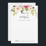 Carte Conseil Mariage Floral Rose vert Bien vouloir<br><div class="desc">Cette carte de conseil aux fleurs verdoyantes et roses de mariage est parfaite pour un mariage simple. Le design présente des peintures à la main de magnifiques pivoines roses, rousses et jaunes avec feuillage vert. Ces cartes sont parfaites pour un mariage, une douche nuptiale, un baby shower, une fête de...</div>