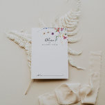 Carte Conseil Mariage floral sauvage coloré classique<br><div class="desc">Cette carte de conseil classique aux fleurs sauvages et colorées est parfaite pour un mariage moderne. Le design présente des fleurs sauvages jaunes, violettes et blanches avec du feuillage dans un arrière - plan rose et vert aquarelle. Ces cartes sont parfaites pour un mariage, une douche nuptiale, un baby shower,...</div>