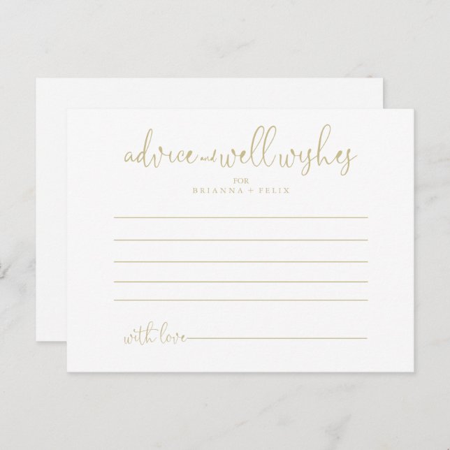 Carte conseil Mariage Gold Love Script (Devant / Derrière)