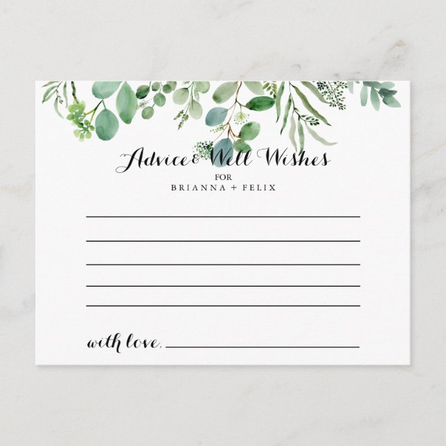 Carte conseil Mariage Green Eucalyptus Folift (Devant)