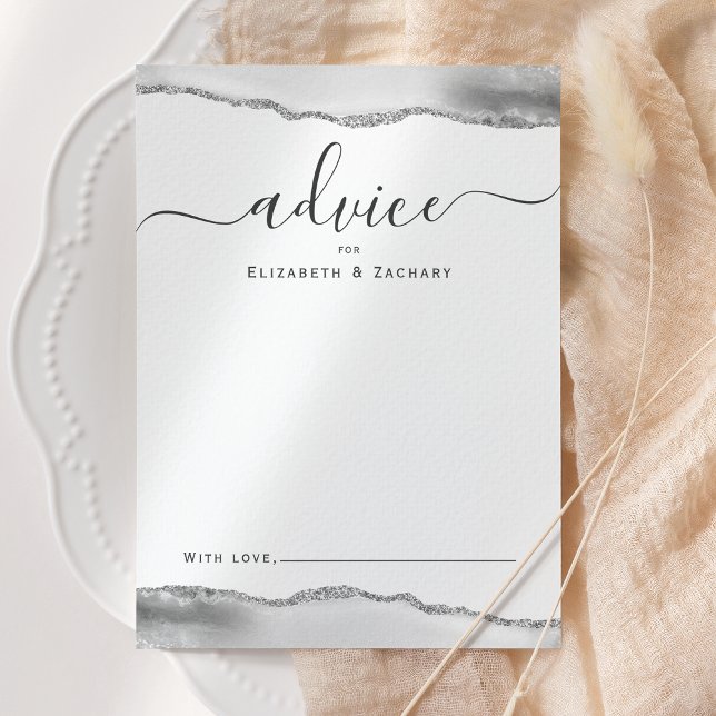 Carte Conseil Mariage Gris Agate Élégant Argent (Créateur téléchargé)