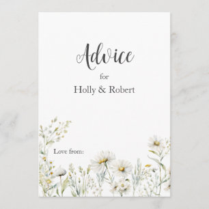 Carte Conseil Mariage Kraft Floral Marguerite de Prairie Sauvage