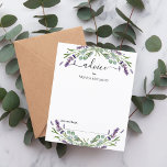 Carte conseil mariage Lavender eucalyptus verdure<br><div class="desc">Arrière - plan blanc,  décoré de fleurs de lavande et de verdure d'eucalyptus. Personnalisez et ajoutez vos noms. 1 feuille = 1 carte conseil imprimé bord à bord.</div>