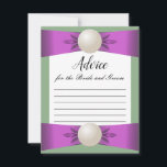 Carte conseil Mariage Lilac & Sage Pearl Ribbon<br><div class="desc">Demandez des conseils de mariage à vos amis et votre famille avec style avec quelques belles cartes de conseils personnalisées. Cette carte de notes avec une perle de charme et un ruban violet lilas sur un arrière - plan vert sauge serein peut être distribuée à vos invités lors de votre...</div>