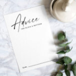 Carte Conseil Mariage minimaliste moderne propre écriture simple<br><div class="desc">Carte de conseils de mariage minimaliste noir et blanc en écriture simple.</div>
