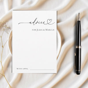 Carte Conseil Mariage minimaliste romantique cœur écriture simpl
