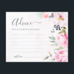 Carte conseil Mariage rose Peony<br><div class="desc">Créez un souvenir durable avec ces belles cartes de conseils mariages à thème rose et fleuri. Laissez vos invités partager leur profonde sagesse et leurs voeux de mariage heureux. Ces cartes de charme sont parfaites pour tout couple qui planifie un mariage de printemps ou d'été. Ils sont une belle alternative...</div>