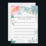 Carte Conseil Mariage tropical floral d'été<br><div class="desc">Conseils de shower de mariage exotique été menthe,  rose et jaune pour cartes de la mariée avec pivoines,  eucalyptus,  cynorhodons,  succulente,  lisianthus et feuilles de menthol.</div>