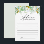 Carte Conseil Mariage Tropical Orchidées Blanches et Kumquats<br><div class="desc">Demandez à vos invités de laisser leurs conseils et leurs vœux à la future mariée avec cette carte de conseils de mariage florale. Elle présente une guirlande florale à l'aquarelle d'orchidées blanches, de verdure et de kumquats. Cette carte de conseils floraux tropicaux pour la mariée est parfaite pour les mariages...</div>