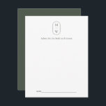 Carte Conseil Mariage vert monogramme minimaliste<br><div class="desc">Carte de conseil Mariage Verte Monogram Moss Minimaliste. Personnalisez le texte personnalisé ci-dessus. Vous pouvez trouver d'autres éléments de coordination dans notre collection "Minimalist Monogram Sage Green & Moss Green Mariage". ***VEUILLEZ NOTER : TOUT LE MOT ET LE TEXTE ET LA COULEUR ARRIÈRE - PLAN SONT MODIFIABLES. Vous pouvez modifier...</div>