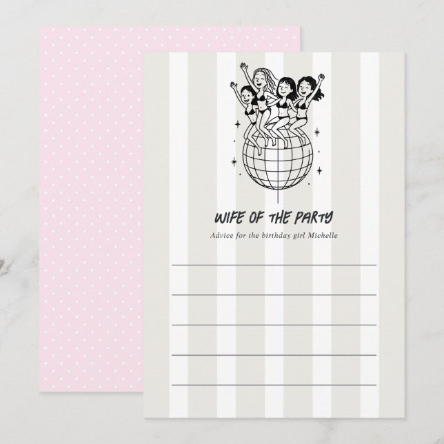 Carte Conseil Mariée de la Soirée Chic Disco Doodle Enterrement  (Devant / Derrière)