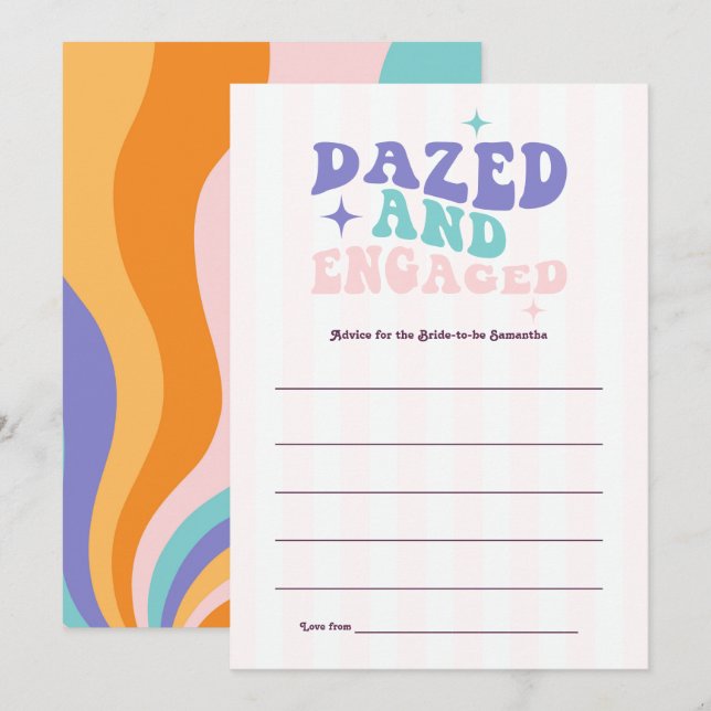 Carte Conseil Mariée future radieuse et rétro groovy (Devant / Derrière)