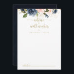 Carte Conseil Marine Blush Floral Mariage or bien souhaits<br><div class="desc">Cette carte de conseil aux mariages d'or floral bleu marine est parfaite pour un mariage rustique. Le design se compose de belles peintes à la main bleu foncé, bleu, bleu marine, rose, rousse, fleurs dorées et feuillage vert. Ces cartes sont parfaites pour un mariage, une douche nuptiale, un baby shower,...</div>