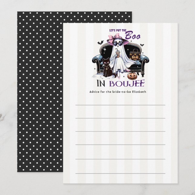 Carte Conseil Mettons le Boo dans la Bachelorette Boujee Hallowe (Devant / Derrière)