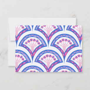 Carte Conseil motif damassé floral bleu