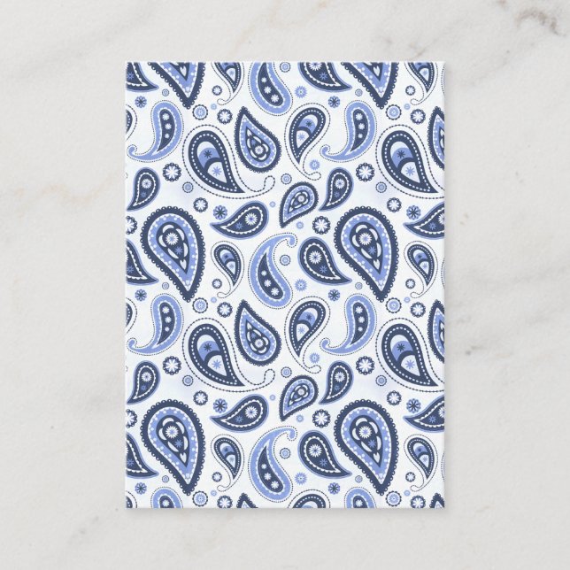 Carte Conseil Motif Paisley Bleu (Devant)