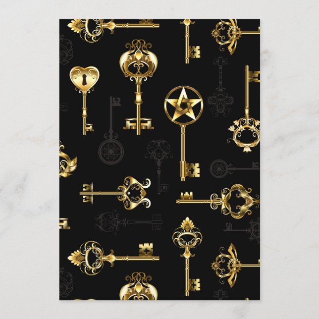 Carte Conseil Motif sans couture avec des clés dorées (Devant)