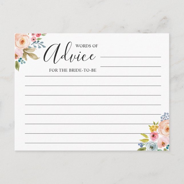 Carte Conseil Mots Conseils Sagesse Aquarelle Chic Floral (Devant)