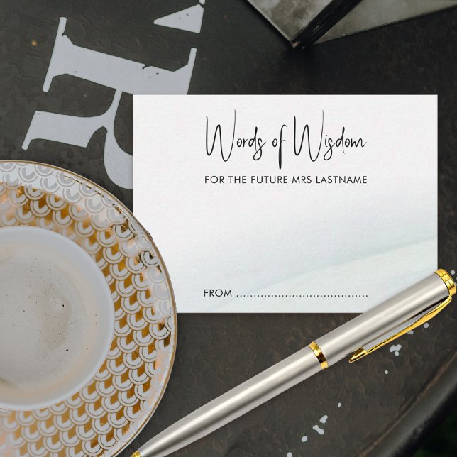 Carte Conseil Mots de la sagesse Fête des mariées douce Laver ve (Bridal shower activity cards for guests to offer you some advice or words of wisdom)