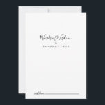 Carte Conseil Mots Mariages minimalistes simples de sagesse<br><div class="desc">Cette simple carte de conseil minimaliste de mots mariages de sagesse est parfaite pour un mariage moderne. Le design sobre et élégant présente une typographie de script classique et sophistiquée en noir et blanc. Ces cartes sont parfaites pour un mariage, une douche nuptiale, un baby shower, une fête de remise...</div>
