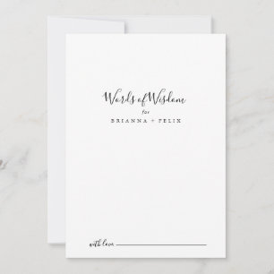 Carte Conseil Mots Mariages minimalistes simples de sagesse