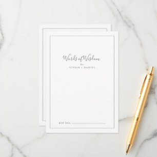 Carte Conseil Mots minimalistes de Fête des mariées en argent de