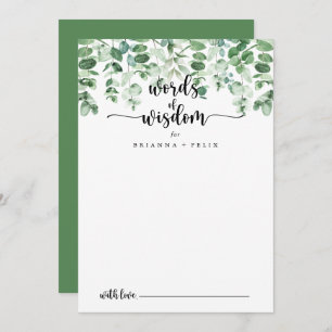 Carte Conseil Mots minimalistes Mariages d'eucalyptus