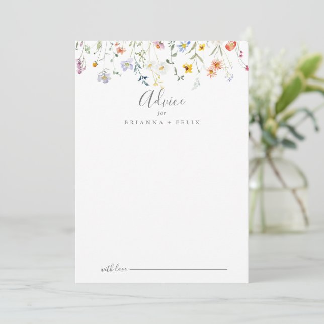 Carte Conseil Multicolor sauvage Mariage floral (Debout devant)