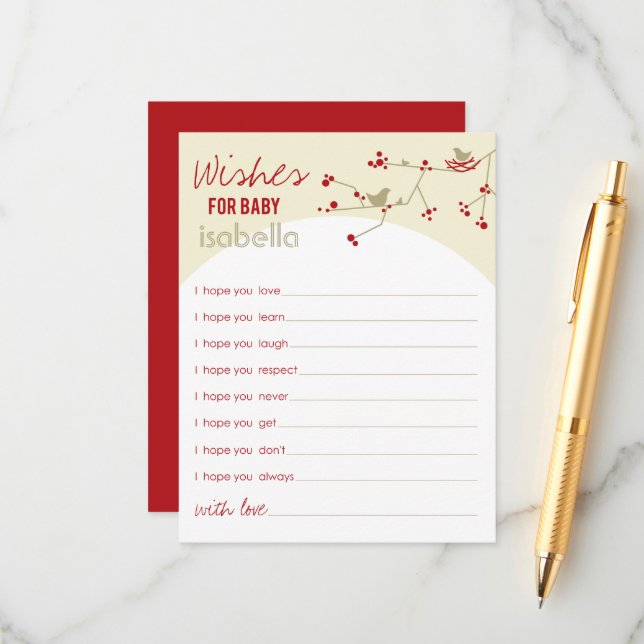 Carte Conseil Nesting Bird Family Wings for Baby Game Card (Devant/Arrière en situation)