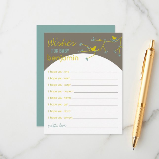 Carte Conseil Nesting Bird Family Wings for Baby Game Card (Devant/Arrière en situation)