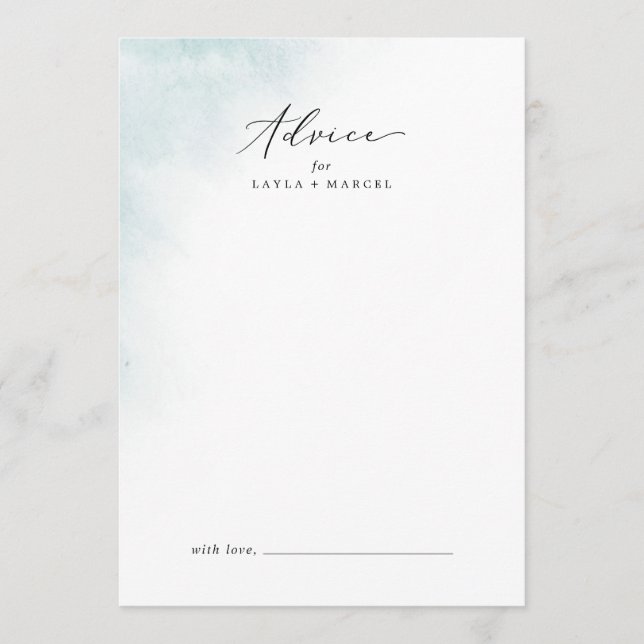 Carte Conseil Nettoyage aquarelle | Mariage bleu (Devant)