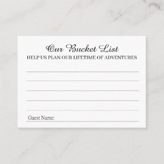 Carte Conseil Our Bucket List Advice Card