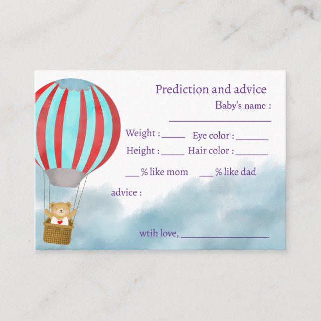 Carte Conseil Over the Clouds You Come to Me Baby Shower (Devant)