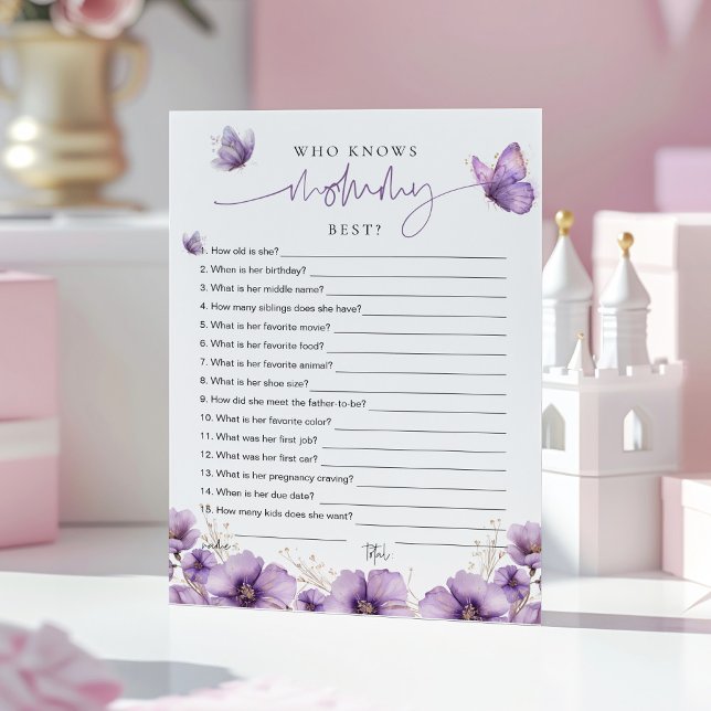 Carte Conseil Papillon pourpre Qui connaît maman le mieux ? Cart (Créateur téléchargé)