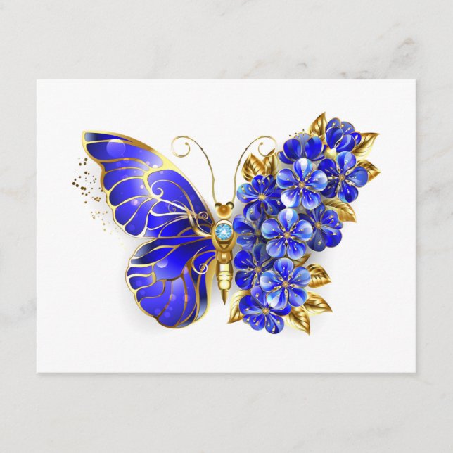 Carte Conseil Papillon saphir à fleurs (Devant)