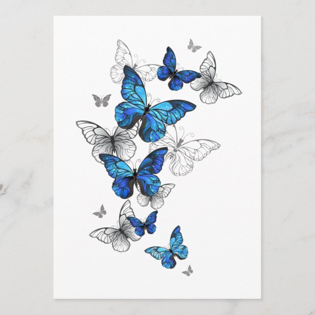 Carte Conseil Papillons volants bleus Morpho (Devant)