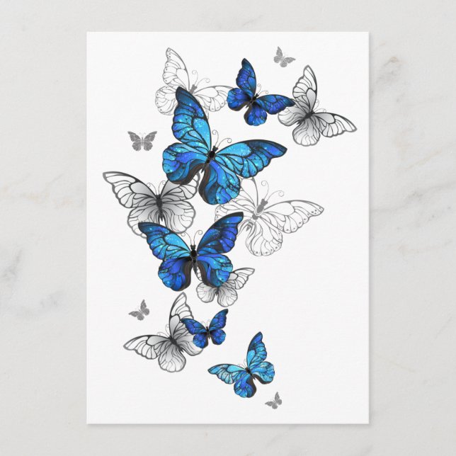 Carte Conseil Papillons volants bleus Morpho (Devant)