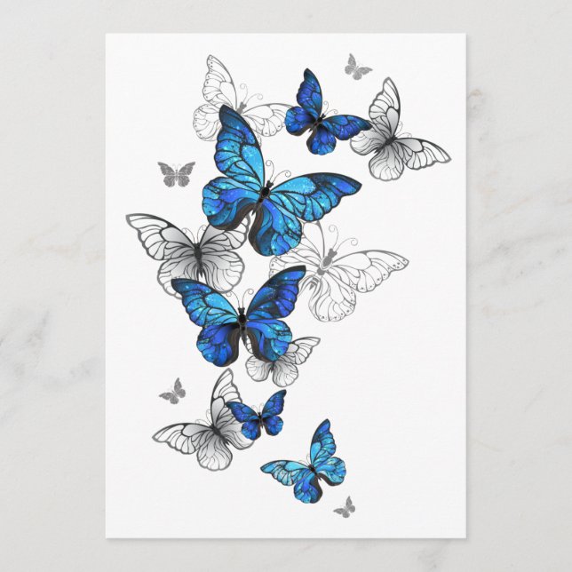Carte Conseil Papillons volants bleus Morpho (Devant)
