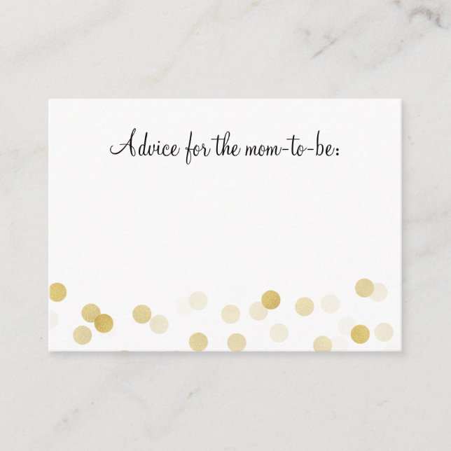 Carte Conseil Parties scintillant Gold Foil Baby shower (Devant)