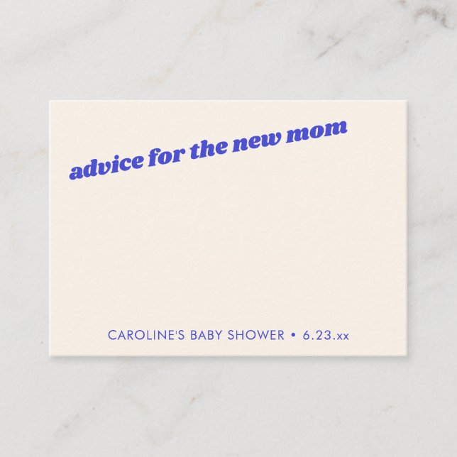 Carte Conseil Personalized Modern Cute Blue Baby Shower Mom (Devant)