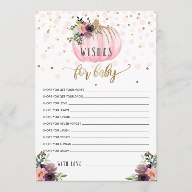 Carte Conseil Petit Baby shower Citrouille Pour Bébé (Devant)