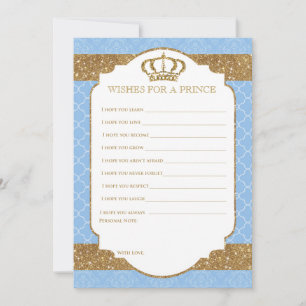 Carte Conseil Petit Prince Royal Bébé Bleu Or Voeux pour bébé