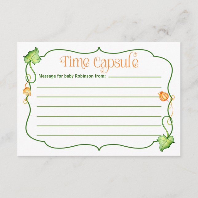 Carte Conseil Petite activité de capsule de temps de Baby shower (Devant)