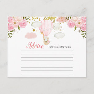 Carte conseil Pink Hot Air Balloon Animaux jungle