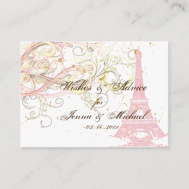 Carte Conseil PixDezines PARIS ROSE TOUR EIFFEL+SOUHAITS+CONSEIL (Devant)