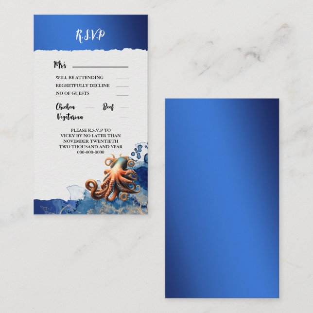 Carte Conseil Plage océanique tropicale bleu orange (Devant / Derrière)